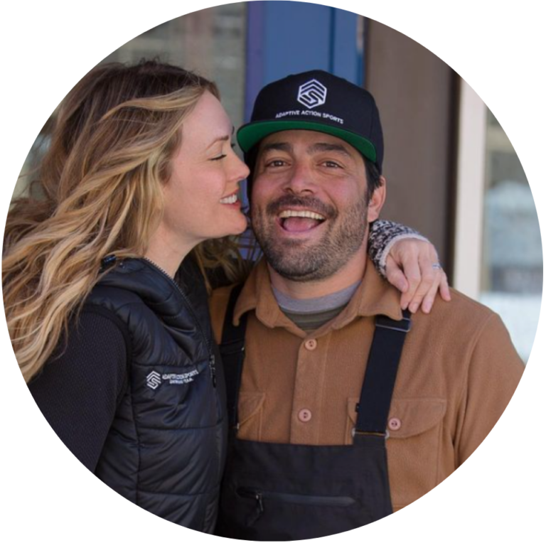 Daniel Gale in an Adaptive Action Sports cap with Amy Purdy