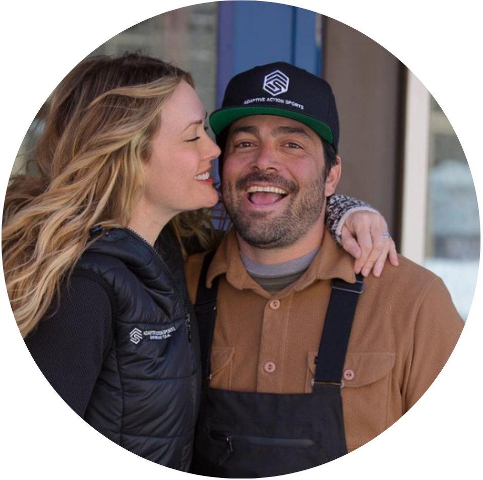 Daniel Gale in an Adaptive Action Sports cap with Amy Purdy