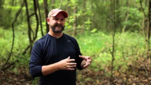 Opening frame of The Call of the Swamp, showing a bald cypress swamp in southern Illinois.